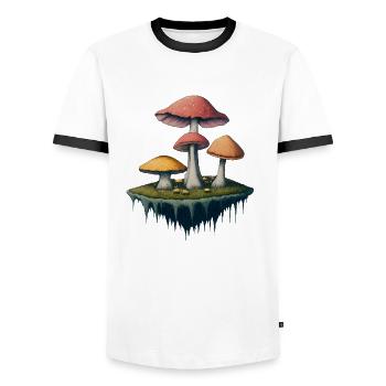 ENCHANTED MUSHROOM ISLAND - Men's Ringer Shirt - white/black - Front - AI Model Female 172 light (172cm) & AI Model Male 178 dark (178cm)