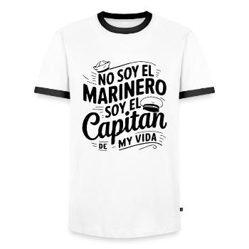 Captain of my life - Men's Ringer Shirt - white/black - Front - AI Model Female 172 light (172cm) & AI Model Male 178 dark (178cm)
