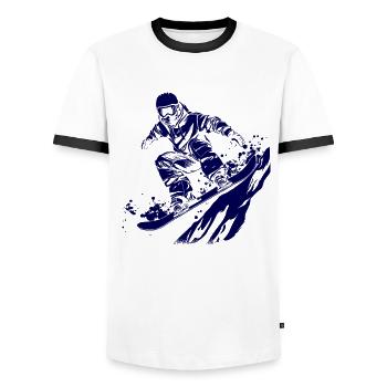 Snowboarder Skizze - Männer Kontrast-T-Shirt - Weiß/Schwarz - Vorne - AI Model Female 172 light (172cm) & AI Model Male 178 dark (178cm)
