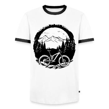 Dessin de vététiste - T-shirt contrasté Homme - blanc/noir - Devant - AI Model Female 172 light (172cm) & AI Model Male 178 dark (178cm)