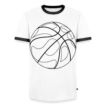 Basketball Drawing - Men's Ringer Shirt - white/black - Front - AI Model Female 172 light (172cm) & AI Model Male 178 dark (178cm)