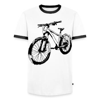 Cyclist Drawing - Men's Ringer Shirt - white/black - Front - AI Model Female 172 light (172cm) & AI Model Male 178 dark (178cm)