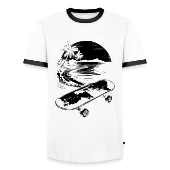 Skateboarding - Männer Kontrast-T-Shirt - Weiß/Schwarz - Vorne - AI Model Female 172 light (172cm) & AI Model Male 178 dark (178cm)