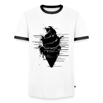 Dessin de crème glacée - T-shirt contrasté Homme - blanc/noir - Devant - AI Model Female 172 light (172cm) & AI Model Male 178 dark (178cm)