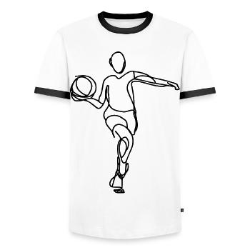 Basketball Player Illustration - Men's Ringer Shirt - white/black - Front - AI Model Female 172 light (172cm) & AI Model Male 178 dark (178cm)