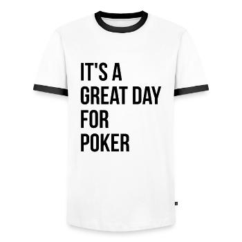 Poker - Männer Kontrast-T-Shirt - Weiß/Schwarz - Vorne - AI Model Female 172 light (172cm) & AI Model Male 178 dark (178cm)