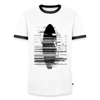 Surfbrett Zeichnung - Männer Kontrast-T-Shirt - Weiß/Schwarz - Vorne - AI Model Female 172 light (172cm) & AI Model Male 178 dark (178cm)