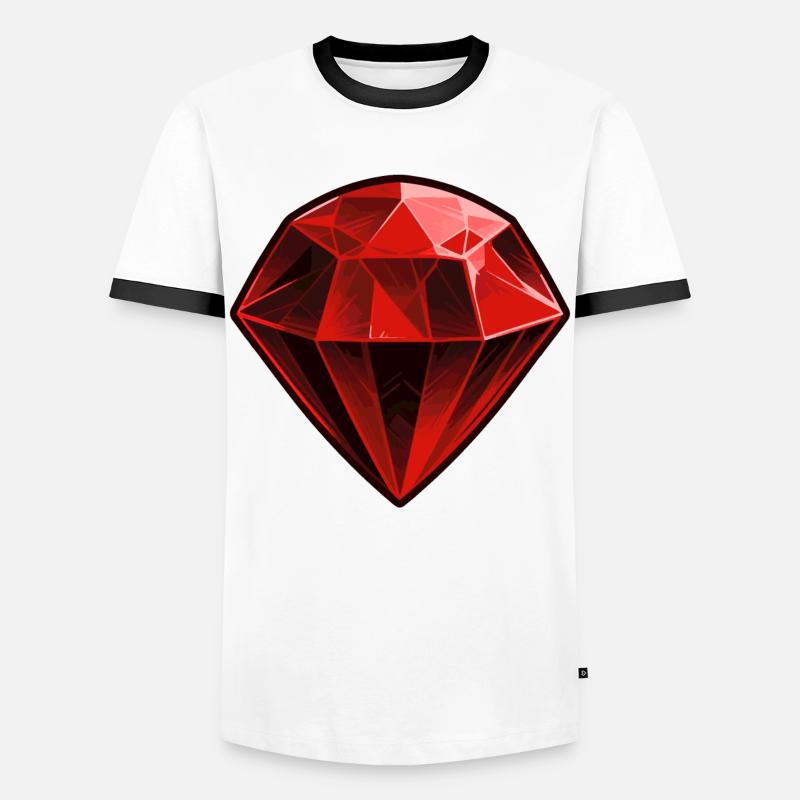 Precious Red Ruby Gemstone - Men's Ringer Shirt - white/black