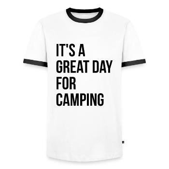 Camping - Men's Ringer Shirt - white/black - Front - AI Model Female 172 light (172cm) & AI Model Male 178 dark (178cm)