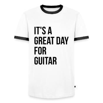 guitare - T-shirt contrasté Homme - blanc/noir - Devant - AI Model Female 172 light (172cm) & AI Model Male 178 dark (178cm)