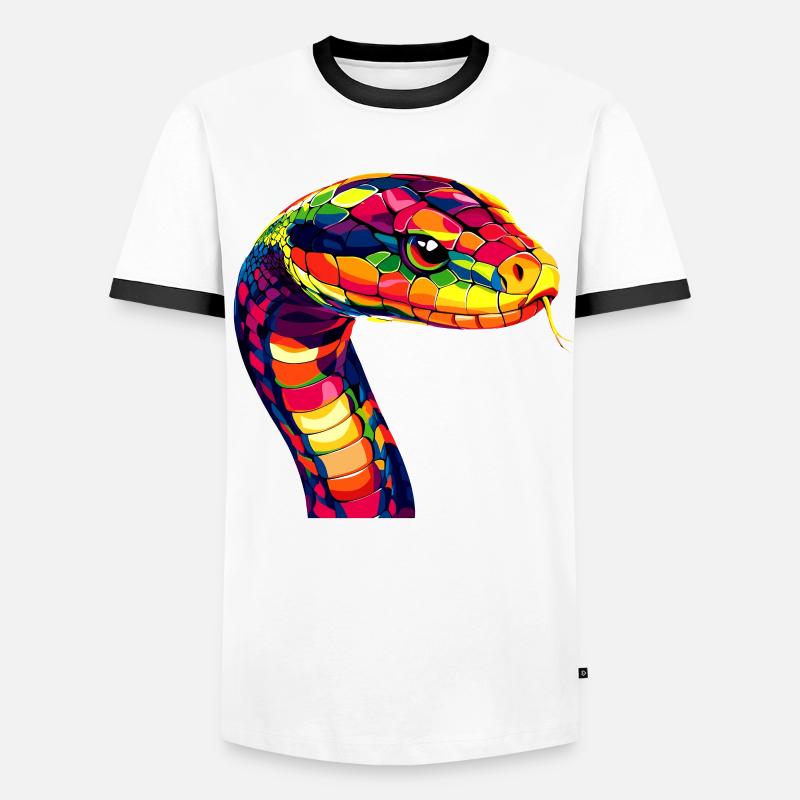 Schlange Python Kobra Mamba Klapperschlange Snake - Männer Kontrast-T-Shirt - Weiß/Schwarz