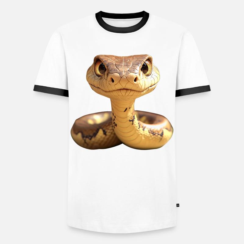 Schlange Python Kobra Mamba Klapperschlange Snake - Männer Kontrast-T-Shirt - Weiß/Schwarz