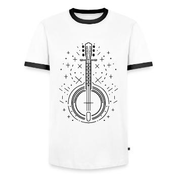 Banjo Sketch - Men's Ringer Shirt - white/black - Front - AI Model Female 172 light (172cm) & AI Model Male 178 dark (178cm)