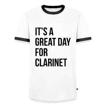Klarinette - Männer Kontrast-T-Shirt - Weiß/Schwarz - Vorne - AI Model Female 172 light (172cm) & AI Model Male 178 dark (178cm)