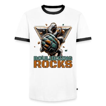 Rochers Rochers Tortue Escalade Cadeau - T-shirt contrasté Homme - blanc/noir - Devant - AI Model Female 172 light (172cm) & AI Model Male 178 dark (178cm)