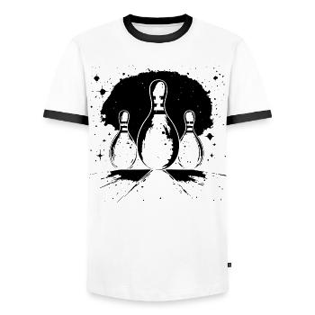 Bowling - Männer Kontrast-T-Shirt - Weiß/Schwarz - Vorne - AI Model Female 172 light (172cm) & AI Model Male 178 dark (178cm)