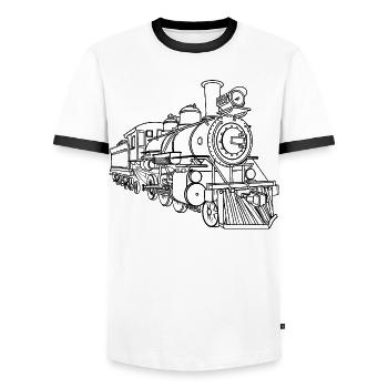 Railway Line Sketch - Men's Ringer Shirt - white/black - Front - AI Model Female 172 light (172cm) & AI Model Male 178 dark (178cm)