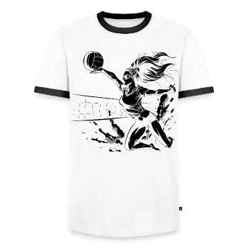 Volleyball player - Men's Ringer Shirt - white/black - Front - AI Model Female 172 light (172cm) & AI Model Male 178 dark (178cm)