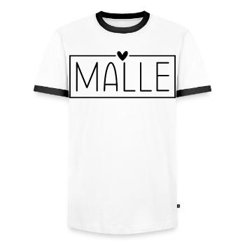 Mallorca Malle - Männer Kontrast-T-Shirt - Weiß/Schwarz - Vorne - AI Model Female 172 light (172cm) & AI Model Male 178 dark (178cm)
