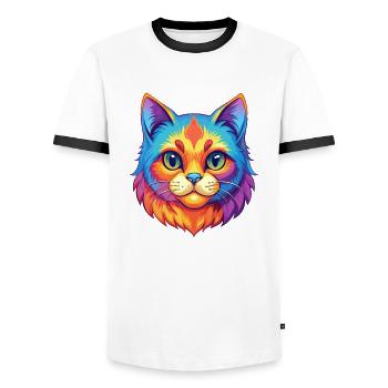Munchkin Katze Rasse Karikatur Kawaii Tier Haustier - Männer Kontrast-T-Shirt - Weiß/Schwarz - Vorne - AI Model Female 172 light (172cm) & AI Model Male 178 dark (178cm)