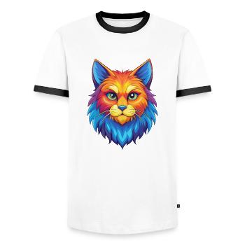 Chat Ragamuffin Race Dessin animé Kawaii Animal de compagnie - T-shirt contrasté Homme - blanc/noir - Devant - AI Model Female 172 light (172cm) & AI Model Male 178 dark (178cm)