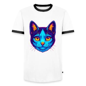 Japanische Bobtail Katze Rasse Karikatur Kawaii Tier P - Männer Kontrast-T-Shirt - Weiß/Schwarz - Vorne - AI Model Female 172 light (172cm) & AI Model Male 178 dark (178cm)
