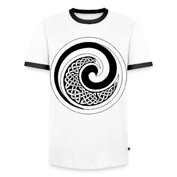 Vague de l'océan noir - T-shirt contrasté Homme - blanc/noir - Devant - AI Model Female 172 light (172cm) & AI Model Male 178 dark (178cm)
