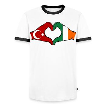 Turkey Ireland Hands Heart Shape - Men's Ringer Shirt - white/black - Front - AI Model Female 172 light (172cm) & AI Model Male 178 dark (178cm)