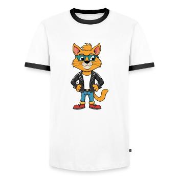 Brume australienne drôle dessin animé Kawaii veste Sungla - T-shirt contrasté Homme - blanc/noir - Devant - AI Model Female 172 light (172cm) & AI Model Male 178 dark (178cm)