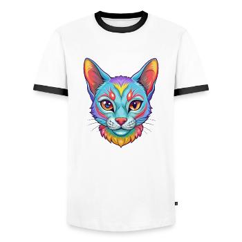 Havanna Braune Katzenrasse Karikatur Kawaii Tier Haustier - Männer Kontrast-T-Shirt - Weiß/Schwarz - Vorne - AI Model Female 172 light (172cm) & AI Model Male 178 dark (178cm)