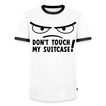Don't touch my suitcase. Stay off my suitcase. - Men's Ringer Shirt - white/black - Front - AI Model Female 172 light (172cm) & AI Model Male 178 dark (178cm)