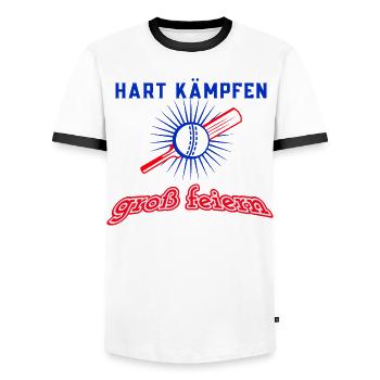 HART KÄMPFEN - Männer Kontrast-T-Shirt - Weiß/Schwarz - Vorne - AI Model Female 172 light (172cm) & AI Model Male 178 dark (178cm)