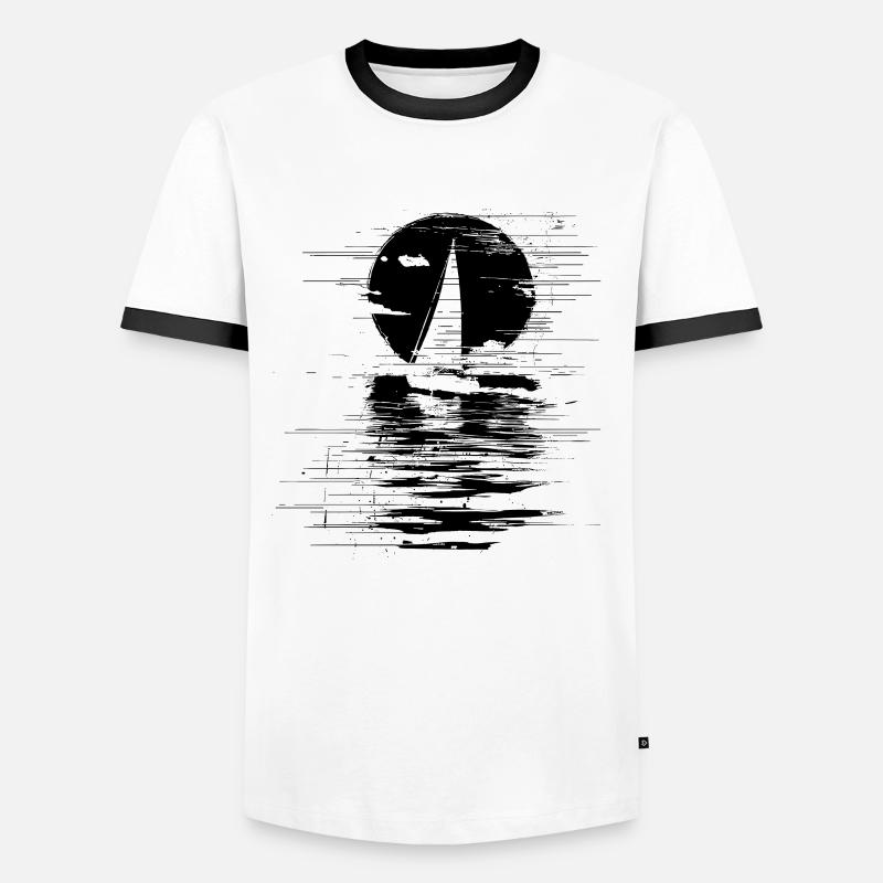 Sailing Drawing - Men's Ringer Shirt - white/black