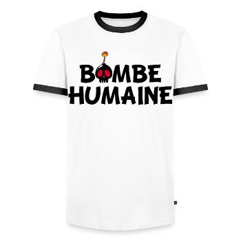 La bombe humaine - T-shirt contrasté Homme - blanc/noir - Devant - AI Model Female 172 light (172cm) & AI Model Male 178 dark (178cm)