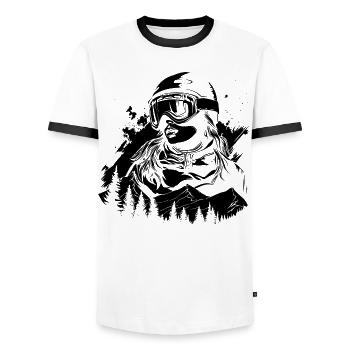 Snowboarder - Men's Ringer Shirt - white/black - Front - AI Model Female 172 light (172cm) & AI Model Male 178 dark (178cm)