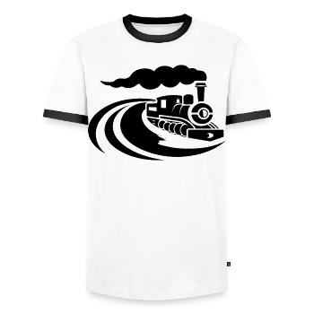 Lokomotive Skizze - Männer Kontrast-T-Shirt - Weiß/Schwarz - Vorne - AI Model Female 172 light (172cm) & AI Model Male 178 dark (178cm)