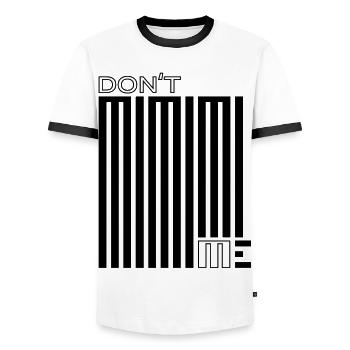 Don’t Mimimi Me – Pleurnicher n’aide jamais - T-shirt contrasté Homme - blanc/noir - Devant - AI Model Female 172 light (172cm) & AI Model Male 178 dark (178cm)