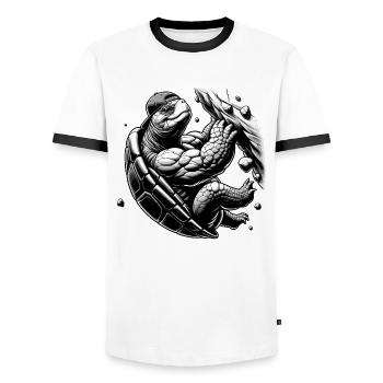 Bouldering Turtle Climbing Gift - Men's Ringer Shirt - white/black - Front - AI Model Female 172 light (172cm) & AI Model Male 178 dark (178cm)