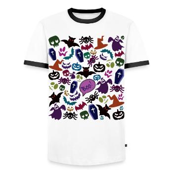 Halloween Confusion - Men's Ringer Shirt - white/black - Front - AI Model Female 172 light (172cm) & AI Model Male 178 dark (178cm)