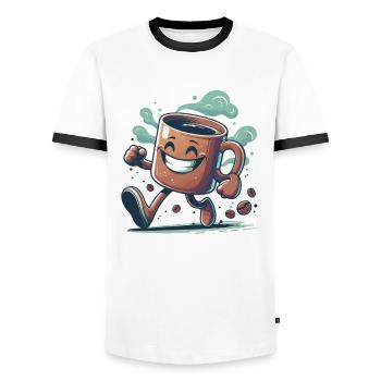 Good Mood Coffee Mug Gift - Men's Ringer Shirt - white/black - Front - AI Model Female 172 light (172cm) & AI Model Male 178 dark (178cm)