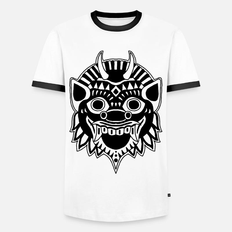 Drache oder Dämon? - Männer Kontrast-T-Shirt - Weiß/Schwarz