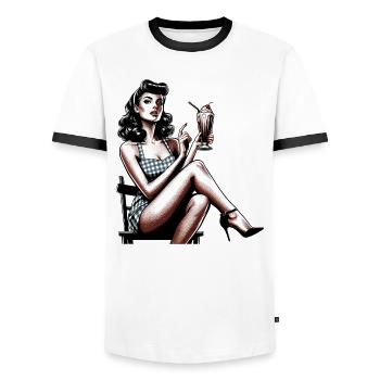 Rockabilly Milchshake retro vintage Geschenk - Männer Kontrast-T-Shirt - Weiß/Schwarz - Vorne - AI Model Female 172 light (172cm) & AI Model Male 178 dark (178cm)