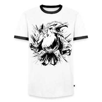 Sketched Seagull - Men's Ringer Shirt - white/black - Front - AI Model Female 172 light (172cm) & AI Model Male 178 dark (178cm)