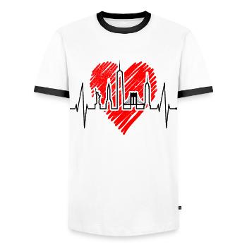 New York Skyline Heartbeat Heart Pulse USA Cadeau - T-shirt contrasté Homme - blanc/noir - Devant - AI Model Female 172 light (172cm) & AI Model Male 178 dark (178cm)