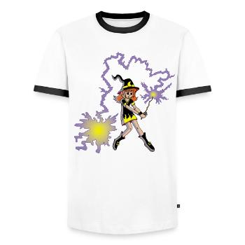 Apprentice Witch - Men's Ringer Shirt - white/black - Front - AI Model Female 172 light (172cm) & AI Model Male 178 dark (178cm)