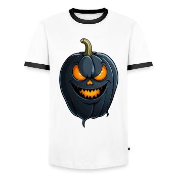 Dark creepy pumpkin head - Men's Ringer Shirt - white/black - Front - AI Model Female 172 light (172cm) & AI Model Male 178 dark (178cm)