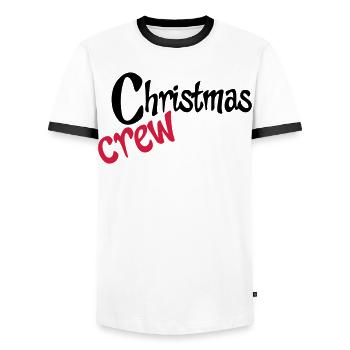 Travail d’équipe à Noël - T-shirt contrasté Homme - blanc/noir - Devant - AI Model Female 172 light (172cm) & AI Model Male 178 dark (178cm)