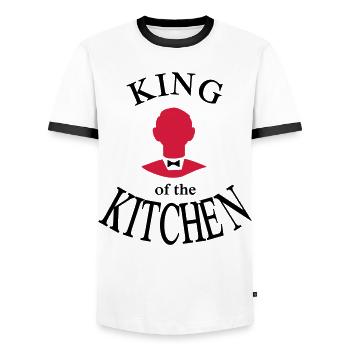 Chef's apron - Men's Ringer Shirt - white/black - Front - AI Model Female 172 light (172cm) & AI Model Male 178 dark (178cm)