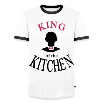 Christmas Gifts for Men - Men's Ringer Shirt - white/black - Front - AI Model Female 172 light (172cm) & AI Model Male 178 dark (178cm)