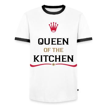 Dictons amusants pour les femmes - T-shirt contrasté Homme - blanc/noir - Devant - AI Model Female 172 light (172cm) & AI Model Male 178 dark (178cm)